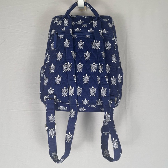 Vera Bradley Sea Turtle Medium Backpack Blue White Quilted 12x9 Nautical Preppy - Picture 5 of 12